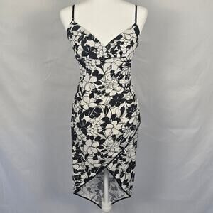 Vintage Y2k City Triangles Dress Size S Black And White Floral Slip Sun dress